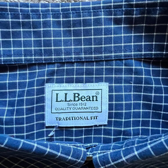 LL Bean Men's Kennebunk Wrinkle Free Traditional Fit Gingham Check Shirt | XLT - Picture 6 of 10